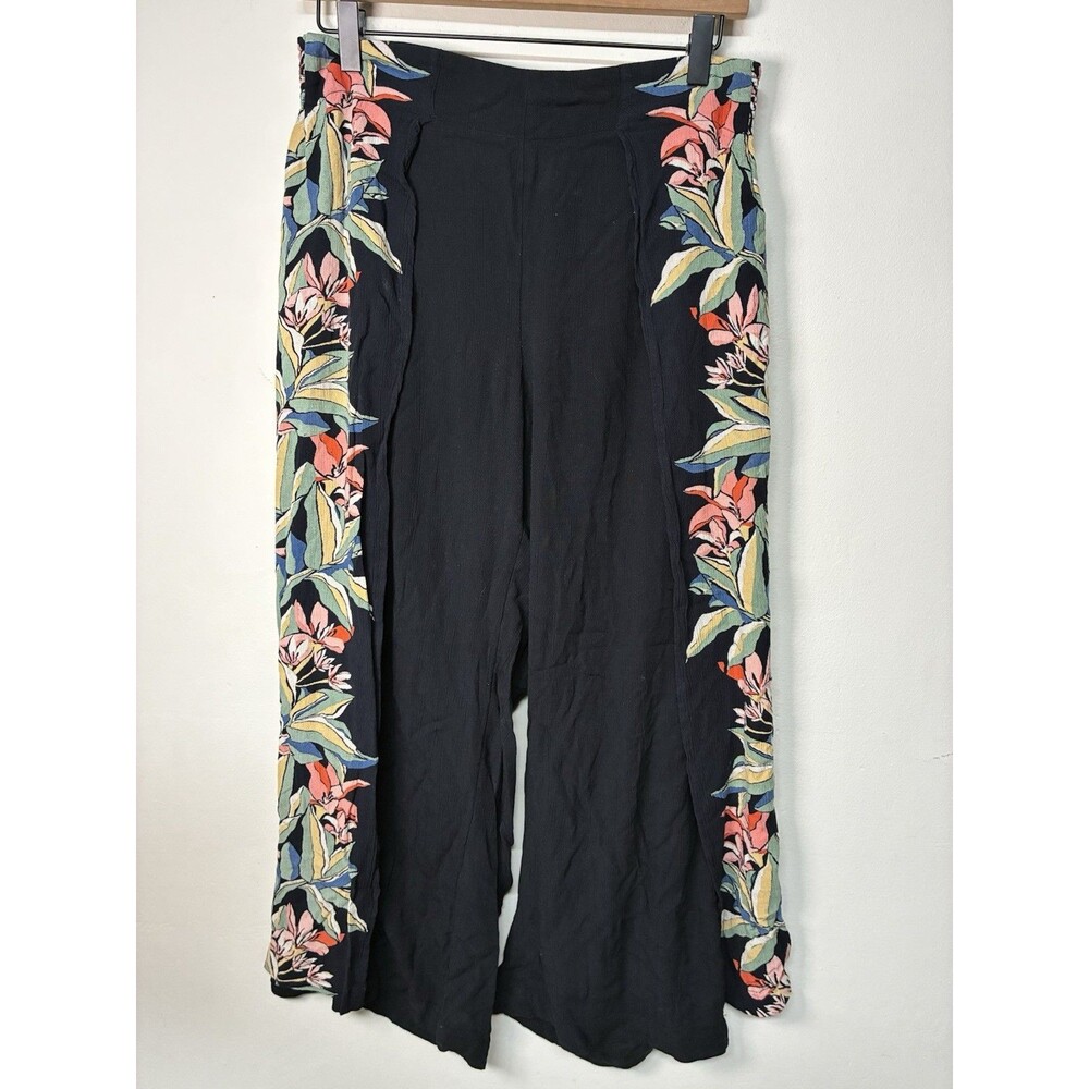 Billabong Flyaway Pants Women's M Split Spirit Black Tropical Print Wide Leg